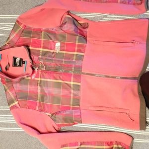 North Face pink plaid fleece